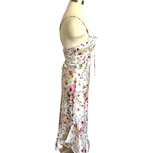 Floral Satin Midi Dress - Picture 5 of 6